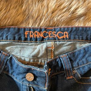 Kimes Francesca Denim Jeans with Orange Stitching